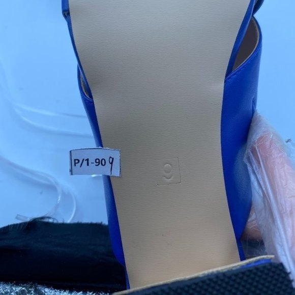 YDN Blue Cross Strap Block Heel Mules - Picture 8 of 11